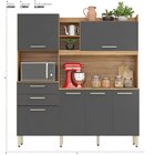 Kit Cozinha 6 Portas 2 Gavetas Select Amêndola Touch/grafito