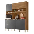 Kit Cozinha 6 Portas E 2 Gavetas Suprema Yescasa Amêndola/gra