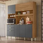 Kit Cozinha 6 Portas E 2 Gavetas Suprema Yescasa Amêndola/gra