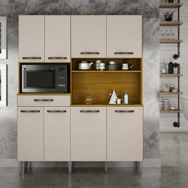 Kit Cozinha 7 Portas 1 Gav - Pratic-cinamomo/off- Chf Móveis