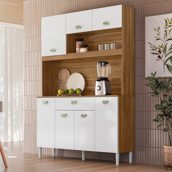 Kit Cozinha 7 Portas 1 Gaveta Trend Yescasa Amendola/branco
