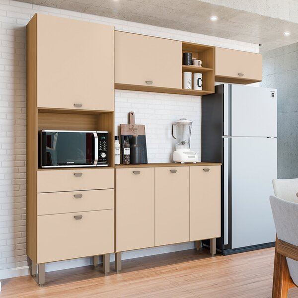 Kit Cozinha 7 Portas 2 Gavetas Laura Carvalho Americano/off W