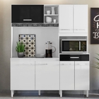 Kit Cozinha Alexys 7 Portas Branco Preto