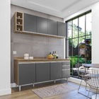 Kit Cozinha Balcão Ágatha E Aéreo Com Nicho 180cm C/ Tampo Fr