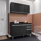 Kit Cozinha Balcão E Aéreo 120cm S/ Tampo Preto - Vallisa Dec