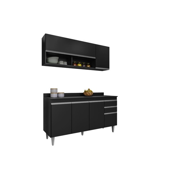 Kit Cozinha Balcão E Aéreo 150cm C/ Tampo - Vallisa Decor Pre