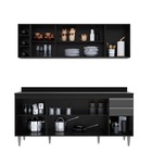 Kit Cozinha Balcão E Aéreo Com Nicho 180cm C/ Tampo Cor - Val