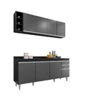 Kit Cozinha Balcão E Aéreo Com Nicho 180cm C/ Tampo Cor - Val