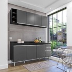 Kit Cozinha Balcão E Aéreo Com Nicho 180cm C/ Tampo Cor - Val