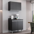 Kit Cozinha Balcão Ellen E Aéreo Isis 80cm C/ Tampo Preto - V