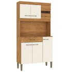 Kit Cozinha Carla 90cm 6 Portas 1 Gaveta Cinamomo/off White