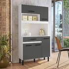 Kit Cozinha Cecília 90cm 5 Portas 1 Gaveta Branco Chumbo Tana