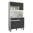 Kit Cozinha Cecília 90cm 5 Portas 1 Gaveta Branco Chumbo Tana