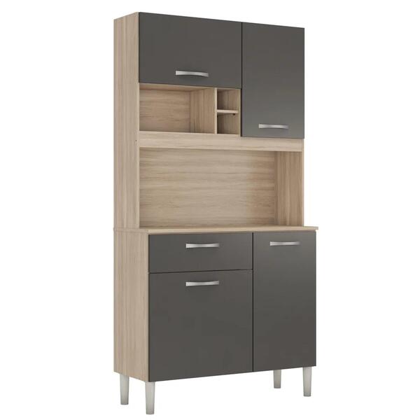 Kit Cozinha Compacta 4 Portas 1 Gaveta Malta D02 Avena/grafit