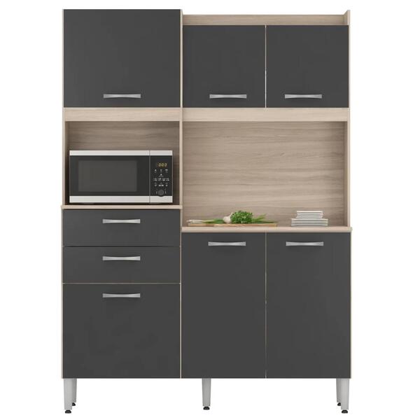Kit Cozinha Compacta 6 Portas 2 Gavetas Harmonia D02 Avena/gr
