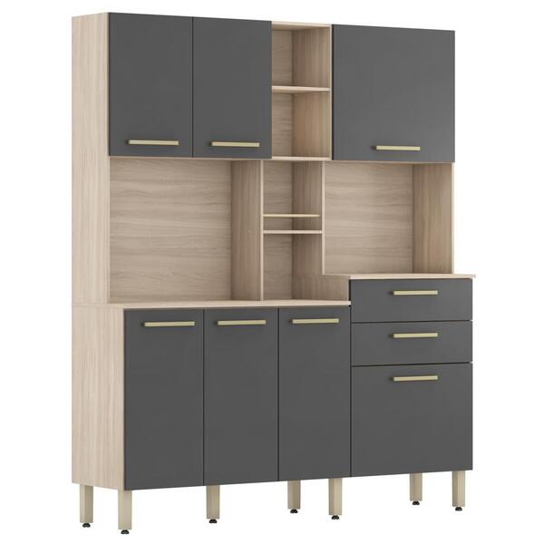 Kit Cozinha Compacta 7 Portas 2 Gavetas Encanto D02 Avena/gra