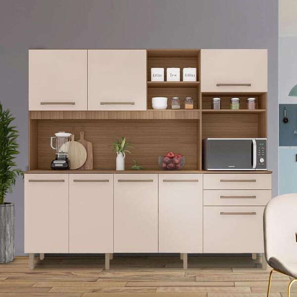Kit Cozinha Completa Com Nicho Para Micro-ondas 8 Portas 2 Ga