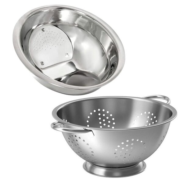 Kit Cozinha Escorredor De Arroz E Macarrão Inox Premium 2 Peç