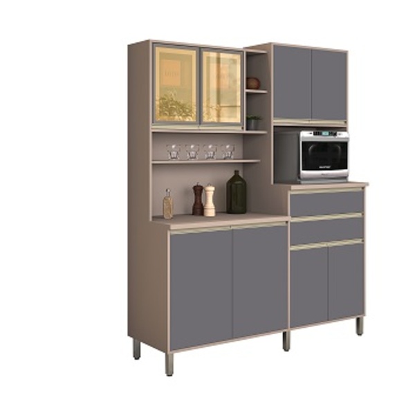Kit Cozinha Gabi 08 Portas Connect/cinza – Vitamov