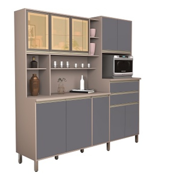 Kit Cozinha Gabi 10 Portas Connect/cinza – Vitamov
