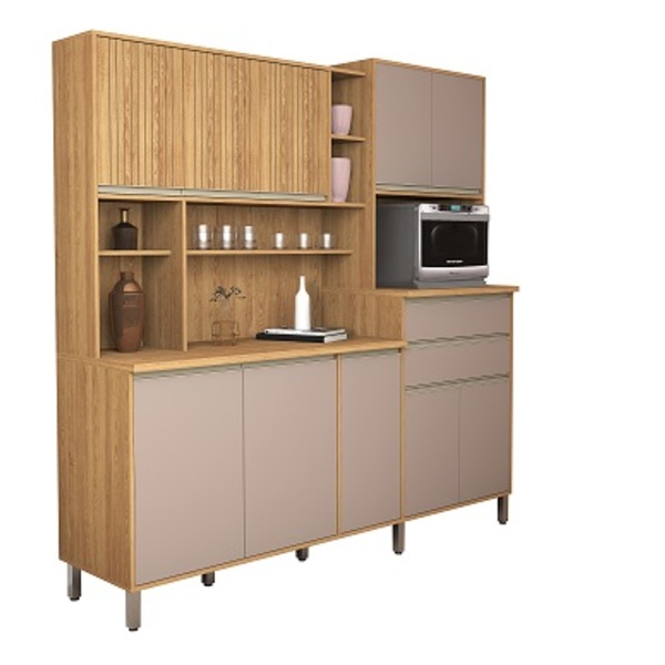 Kit Cozinha Gabi 10 Portas Ripado Freijó/connect – Vitamov