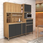 Kit Cozinha Gabi 10 Portas Ripado Freijó/grafite – Vitamov