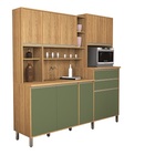 Kit Cozinha Gabi 10 Portas Ripado Freijó/verde – Vitamov