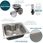 Kit Cozinha Gourmet Cuba Inox 304 50x40 Com Torneira Monocoma