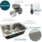 Kit Cozinha Gourmet Cuba Inox 304 60x42 Com Torneira Bica Alt