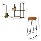Kit Cozinha Industrial Prateleira E 2 Banquetas Selena Madeira