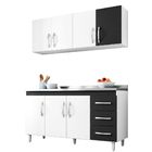 Kit Cozinha Isabel 160cm Branco Preto-anjo De Casa