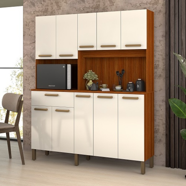 Kit Cozinha Jade 10 Portas Cinamomo/off White - Vitamov
