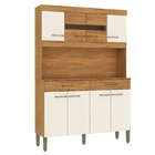 Kit Cozinha Laura 120cm 8 Portas 2 Gavetas Cinamomo/off White