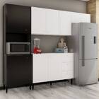 Kit Cozinha Lavanda Com Tampo 8 Portas Preto Branco Tana Decor