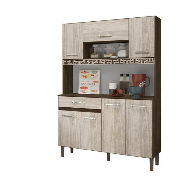 Kit Cozinha Magazin 120 7 Portas E 1 Gaveta Amendoa Rústico/a