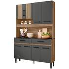 Kit Cozinha Maria 120cm 8 Portas 2 Gavetas Carvalho Chumbo Ta