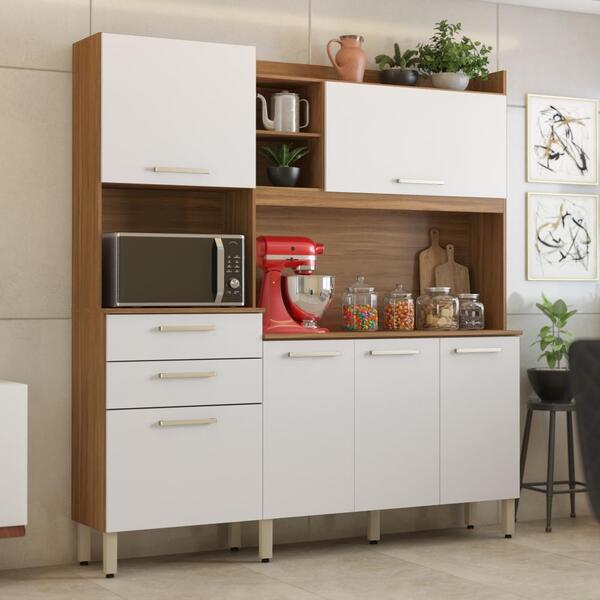 Kit Cozinha Martina 6 Portas 2 Gavetas Amendola Branco