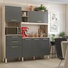 Kit Cozinha Martina 6 Portas 2 Gavetas Avena Grafito