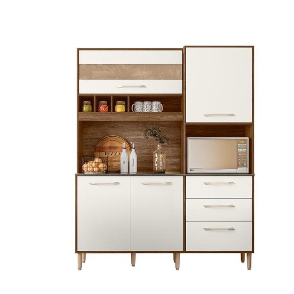 Kit Cozinha Maui 160 4 Portas 3 Gavetas Évora Rústico/off Whi