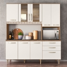 Kit Cozinha Noruega 8 Portas Off White Cristal Carvalho