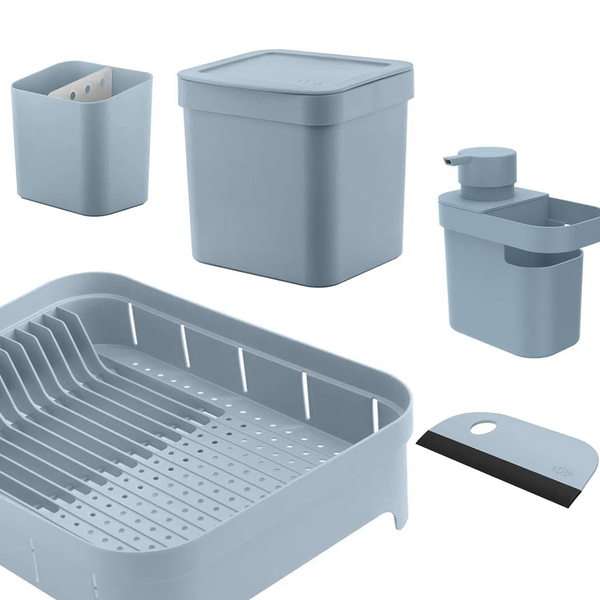 Kit Cozinha Pia Azul Glacial Dispenser Escorredor Talheres Ro