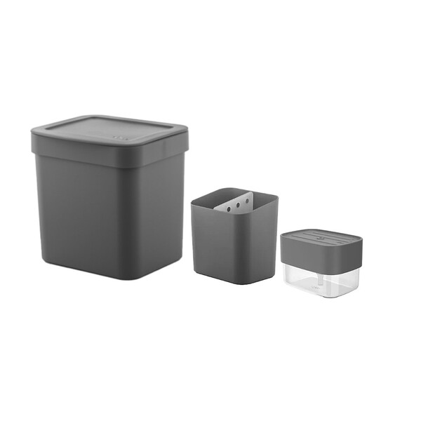 Kit Cozinha Pia Lixeira Bancada 4,7 Litros E Dispenser Para D