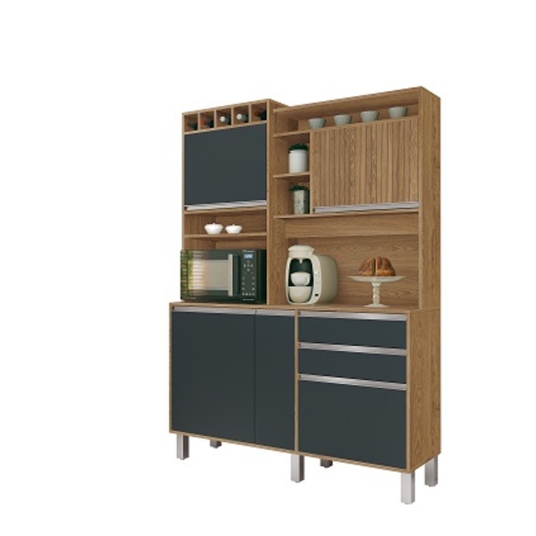 Kit Cozinha Smart 5 Portas Ripado Freijó/grafite – Vitamov