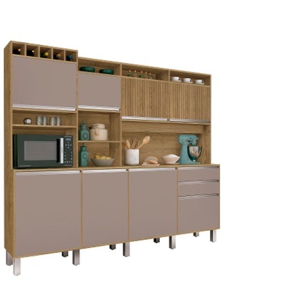 Kit Cozinha Smart 8 Portas Ripado Freijó/connect – Vitamov