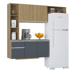 Kit Cozinha Suspensa Com Balcão Mel 163cm Poquema Móveis