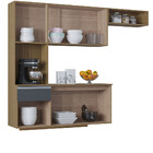 Kit Cozinha Suspensa Mel Com Balcão 180cm Poquema Móveis