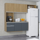 Kit Cozinha Suspensa Mel Com Balcão 180cm Poquema Móveis