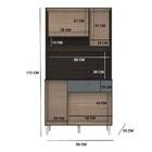 Kit Cozinha Veneza 6 Portas 90cm Chocolate Cinza Bnn Decor