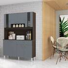 Kit Cozinha Veneza 8 Portas 120cm Chocolate Cinza Bnn Decor