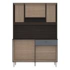 Kit Cozinha Veneza 8 Portas 120cm Chocolate Cinza Bnn Decor